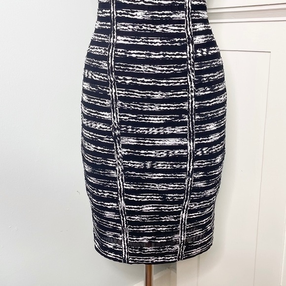 Cache Striped Cut Out Slimming Sheath Dress Black White XS 2 - Picture 4 of 9